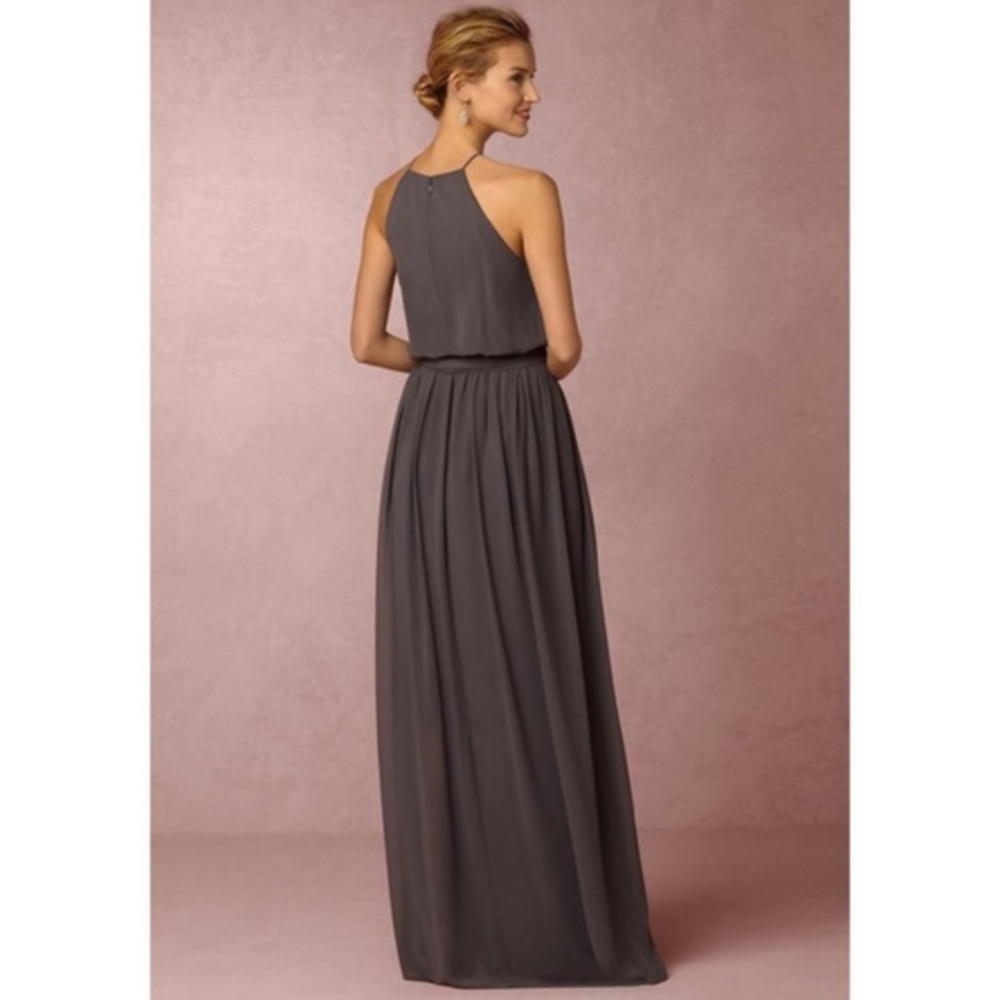 NWT BHLDN Alana grey chiffon maxi dress bridesmaid - Picture 3 of 8